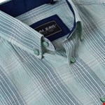 Kam S/S Textured Check Shirt - mint